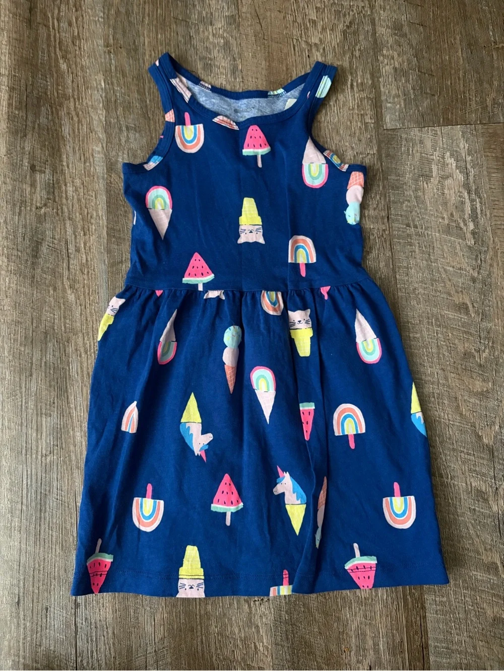Carter’s Girls Navy Ice Cream & Rainbow Print Sleeveless Dress